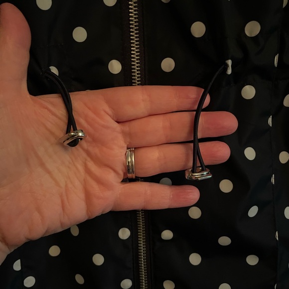 Merona Peacoat Raincoat dark navy blue w/white polka dots size S - Picture 6 of 9